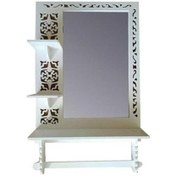 تصویر آینه سرویس بهداشتی طرح گل با شلف ضدآب 