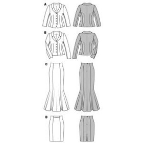 تصویر الگوی خیاطی کت و دامن زنانه بوردا استایل کد 6781 سایز 36 تا 48 متد مولر 