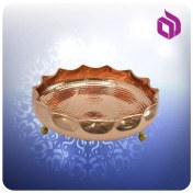 تصویر شيرينی خوری مسی طرح آفتابگردن قطر 18 سانت 