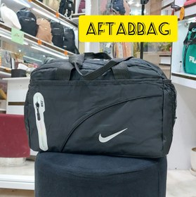 تصویر ساک ورزشی باشگاهی ساک استخری زنانه و مردانه زیپ جلو عمودی طرح Nike - مشکی 