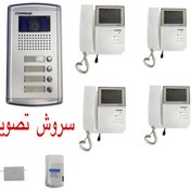 تصویر پکیج آیفون تصویری کوماکس مدل 4PNC چهار واحدی حافظه دار 