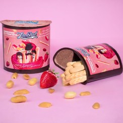 تصویر کراکر کره بادام زمینی توت فرنگی 