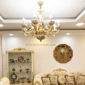 تصویر لوستر کلاسیک لوسترسازان مدل L1143-8 ترکیب سرامیک و فلز 