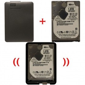 تصویر هارد اکسترنال وسترن دیجیتال 1TB مونتاژ شده مشکی با هارد وسترن دیجیتال 