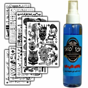 تصویر اسپری تتوموقت ۱۲۰ml و ۶۰۰طرح جذاب | پک اُرجـینـال تـتوتـاپــــ Tatotop Original Pack | 120ml Spray + 600 Designs