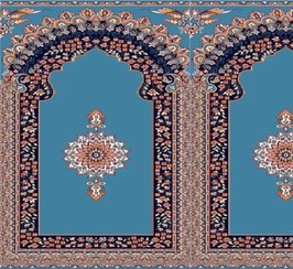 تصویر فرش سجاده ای پنجره فولاد آبی 