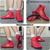 تصویر کفش کشتی کامبت اسپیدفور آدیداس ایرانی دو تیکه چرم طبیعی و چرم مصنوعی جفتی - مشکی / ۴ 