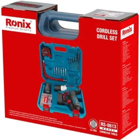 تصویر کیت دریل شارژی 12 ولت دو باتری 19 پارچه رونیکس مدل RS-8613 CORDLESS DRILL SET RS-8613