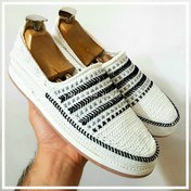 تصویر گیوه مردانه طرحدار سفید زیره سه لایه میکروآلن 