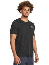 تصویر Under Armour تی شرت یقه دوچرخه مردان خاکستری 1376921 025 شبکه بدون درز SS 