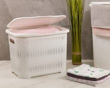 تصویر سبد رخت دربدار کوتاه بامبو (الوان) کد 151235 لیمون 