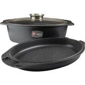 تصویر تابه مرغ و ماهی ام جی اس سایز ۳۸ سه تیکه گرانیتی طرح ایتالیا B 