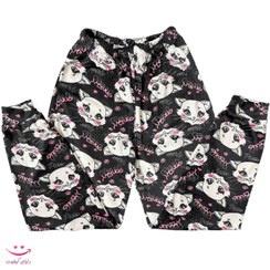 تصویر شلوار راحتی مخمل زنانه طرح گربه اشرافی 