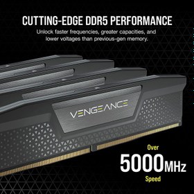 تصویر رم کامپیوتر DDR5 دو کاناله 5200 مگاهرتز CL40 کورسیر مدل VENGEANCE ظرفیت Corsair VENGEANCE DDR5 5200MHz