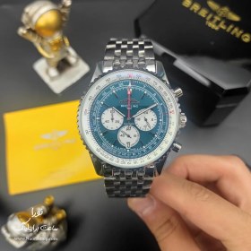 تصویر ساعت برایتلینگ نوی تایمر بند استیل خلبانی صفحه آبی آسمانی Breitling Navitime برایتلینگ ( Breitling )