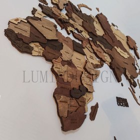 تصویر نقشه جهان پازلی رنگ چوب مات 