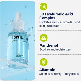 تصویر سرم آبرسان هیالورونیک اسید توریدن 50 میل TORRIDEN Dive-In Low Molecular Weight Hyaluronic Serum 50ml