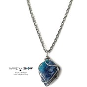 تصویر آویز سنگ آپاتیت آبی دورونگ نمونه استثنایی و اصل و معدنی A1235 