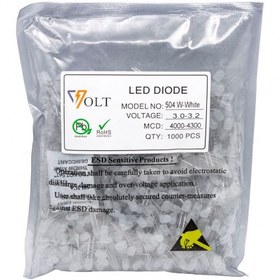 تصویر LED اوال سفید 5mm تابلو روانی مارک VOLT بسته1000 تایی 