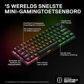 تصویر کیبورد گیمینگ استیل سریز مدل APEX PRO MINI WIRELESS Apex APEX PRO MINI WIRELESS Gaming Keyboard