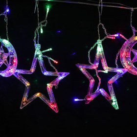 تصویر ریسه پرده ای LED طرح ستاره و ماه سایز ۳ متر 