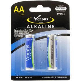 تصویر باتری قلمی آلکالاین ونوس بسته 2 عددی Venous Alkaline AA LR6 AM3 Battery