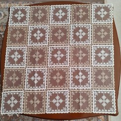 تصویر رومیزی روپشتی حریر گیپور جدید طرح برگ 