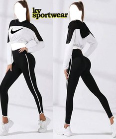 تصویر ست کراپ لگ کلاهدار ورزشی زنانه NIKE کد 005 NIKE womens hooded sports crop leg set code 005