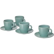 تصویر فنجان و نعلبکی ۴ عددی مات آبی فیروزه‌ای روشن ایکیا مدل FÄRGKLAR 