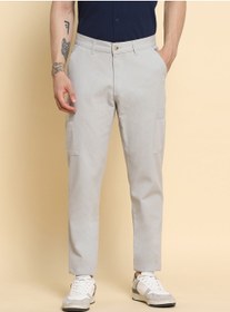 تصویر شلوار کژوال مردانه خاکستری روشن - فیت معمولی، از جنس پنبه و لیکرا برند dennis lingo Light Grey Casual Trousers for Men - Regular Fit, Cotton Lycra