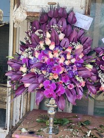 تصویر جام گل بله برون بنفش صورتی فلوبار 