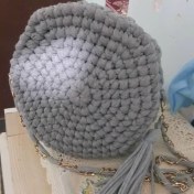 تصویر کیف تریکو مدل گرد رنگ طوسی26 سانتی متری کد M10755 