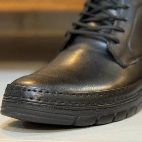 تصویر نیم بوت مردانه چرم مصنوعی مدل دماوند رنگ مشکی 