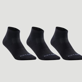 تصویر جوراب تنیس ساق کوتاه آرتنگو ARTENGO RS500 پک سه تایی – مشکی Tennis Socks - Medium Size With Collar - Unisex - 3 Pairs - Black - RS500