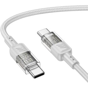 تصویر کابل شارژ 60 وات با سری تایپ سی به تایپ سی هوکو مدل U129 U129 Type-C to Type-C Spirit 60W transparent charging data cable Type-C to Type-C