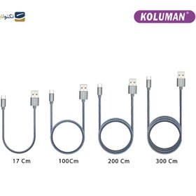 تصویر کابل تبدیل USB به USB-C کلومن مدل KD-19 KOLUMAN KD-19 USB TO USB-C 4IN1 CHARGE AND SYNC DATA CABLE