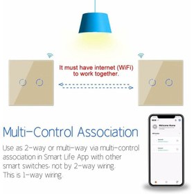 تصویر کلید سه پل هوشمند لمسی مشکی با قابلیت کنترل از طریق WiFi و ریموت 