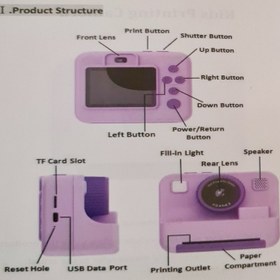 تصویر دوربین دیجیتال عکاسی و فیلمبرداری کودکان با قابلیت چاپ فوری Instant Digital Camera