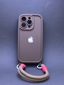 تصویر قاب ایفون مدل سولید بند آویزدار برای گوشی iphone 14 pro - قهوه ای Solid model iPhone case with hanging strap for iPhone 14 pro