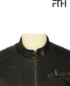 تصویر کاپشن چرم مردانه | 5653 - رنگ: مشکی - سایز: L 