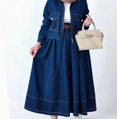 تصویر کت و دامن زنانه مزونی ۱۳۷۸ رنگ سورمه ای 