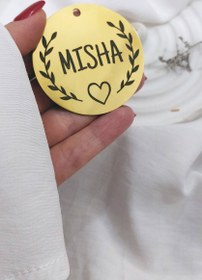 تصویر پلاک دایره مدل MISHA - 2.5 سانت / 5 حک / طلایی 