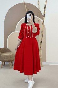 تصویر پیراهن عروسکی ژیلا سایز 38 تا 46 - طوسی 