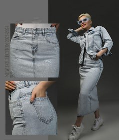 تصویر دامن جین چاکدار 