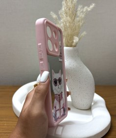 تصویر قاب کاور آینه ای مدل گربه ای رنگ صورتی مناسب گوشی شیائومی redmi note 13 pro 5G 