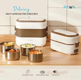 تصویر جعبه ناهار دولایه برقی پاوا مدل pw-dmlel2l Pawa Delicacy Double Layer Electric Lunch Box 2L