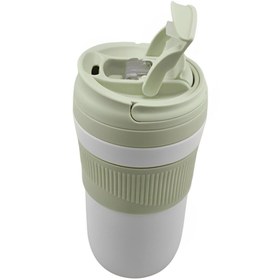 تصویر تراول ماگ دور سیلیکونی دسته دار Round silicone travel mug with handle