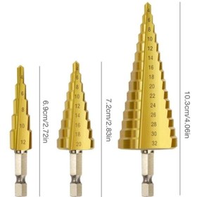 تصویر مته کاجی فولادی 3 عددی در سایزهای مختلف پاور مدل 3PIECE POWER