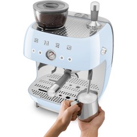 تصویر اسپرسوساز اسمگ مدل  EGF03 آبی پاستیلی SMEG Espresso Maker EGF03PBEU