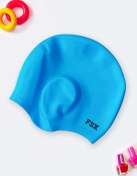 تصویر کلاه استخر گوشی دار سیلیکونی فوکس ( Fox ) آبی رنگ 